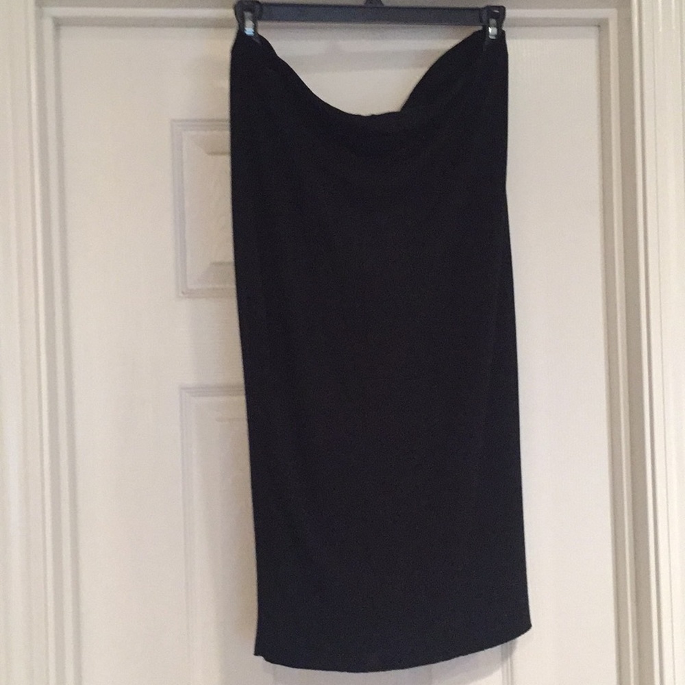 Long, fitted black skirt
